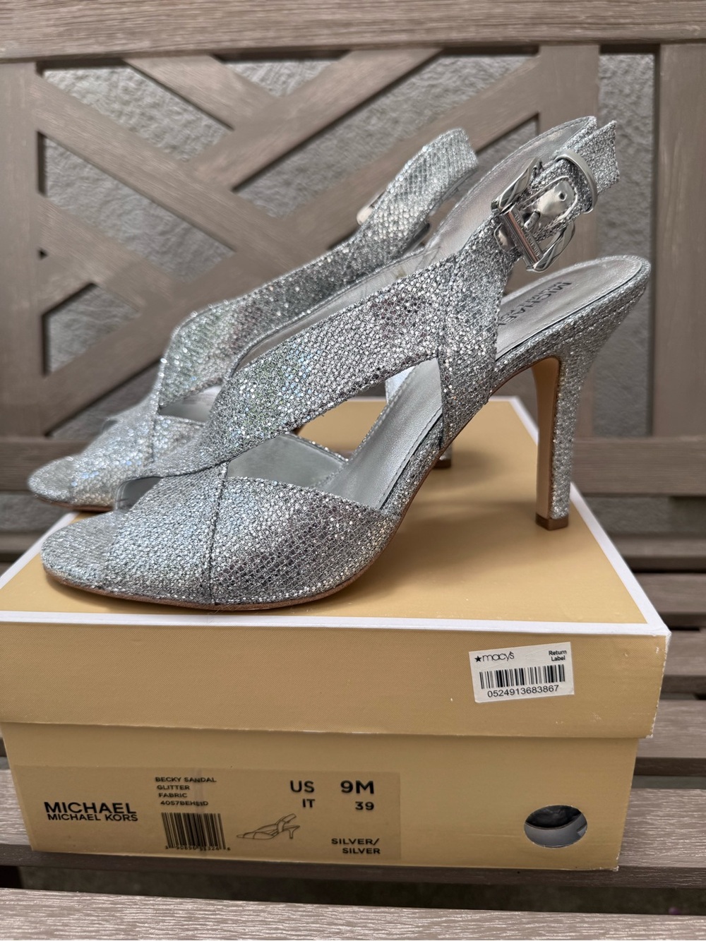 Michael Kors Silver Glitter Slingback Pumps